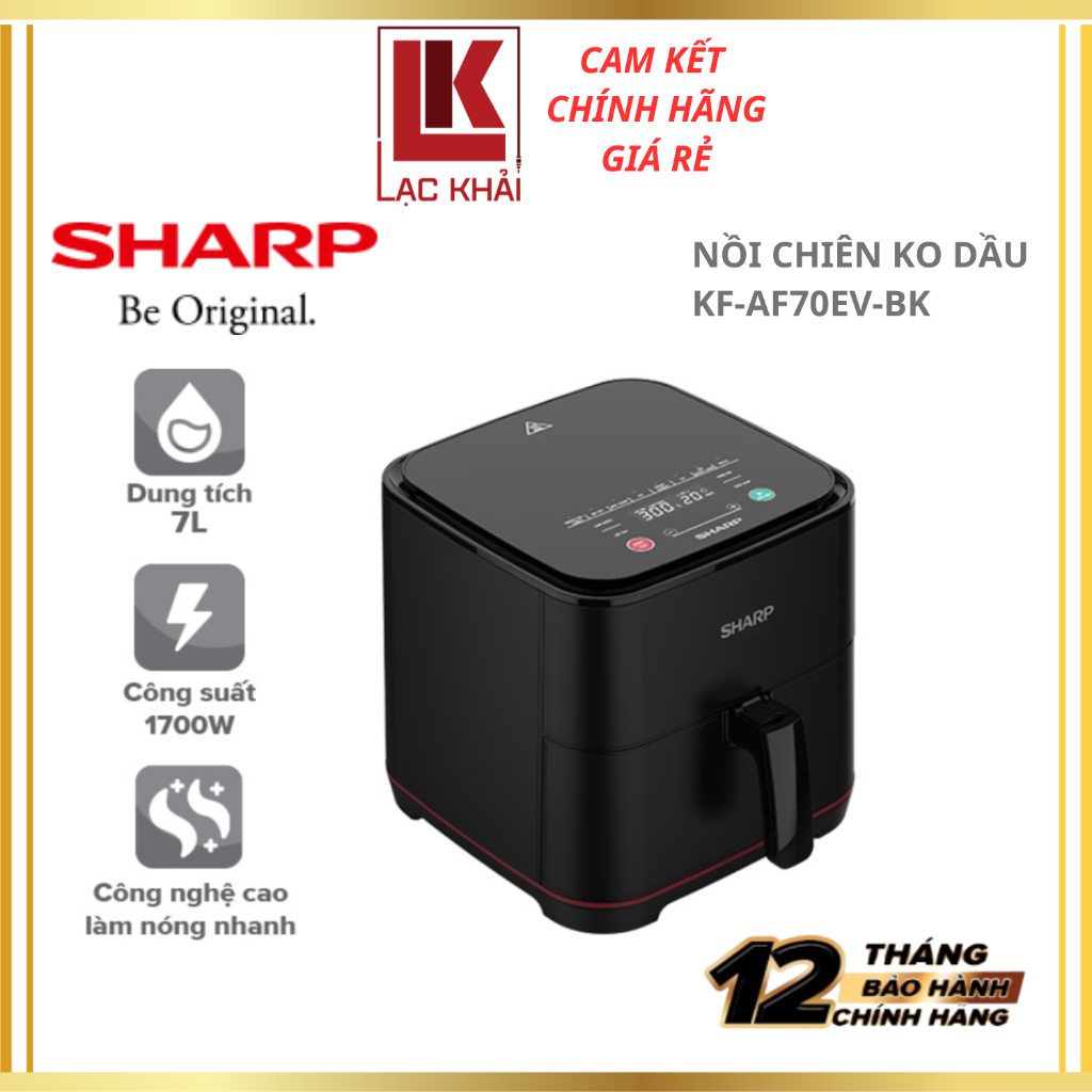 Nồi Chiên Không Dầu Sharp KF-AF70EV-BK Chống Dính 7L [1700W]