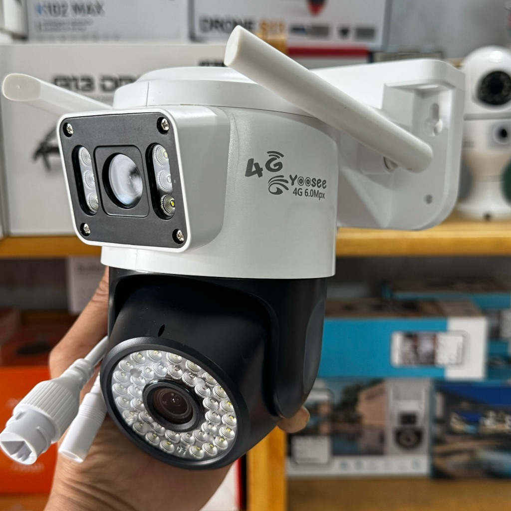 CAMERA YOOSEE 2 MẮT 4G XÀI SIM – 6.0 FHD – XEM 2 KHUNG HÌNH - MẪU CHỐNG NƯỚC XOAY 360 ĐỘ – 42 LED