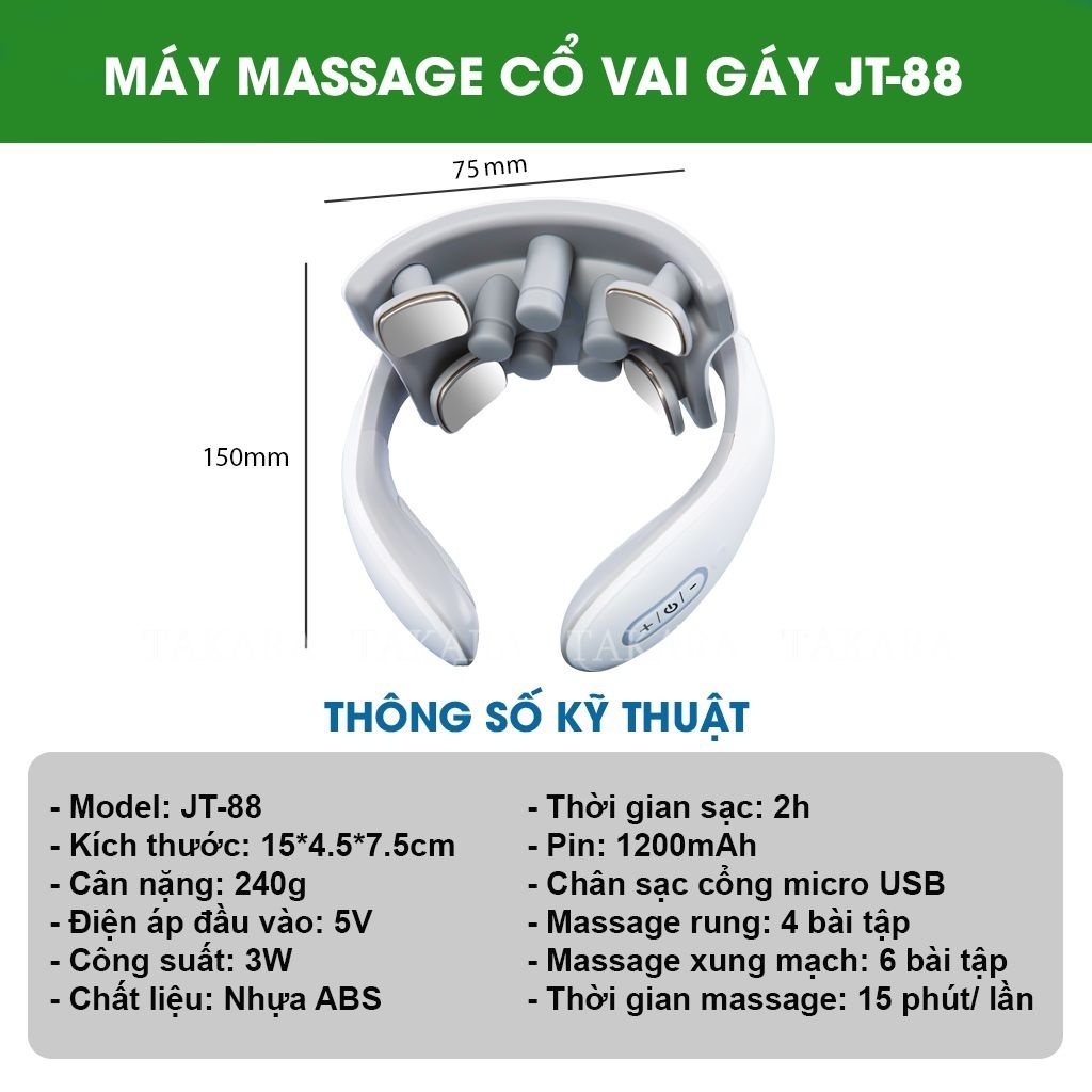 Máy Massage Cổ Vai Gáy ,Máy Mát Xa Xung Điện 5 Đầu Rung Giảm Nhức Mỏi trị