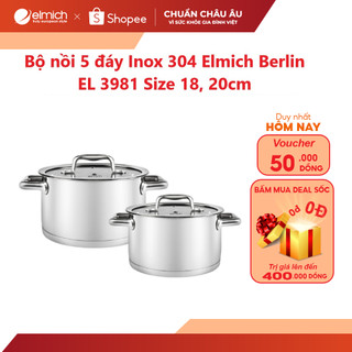 Bộ nồi 5 đáy Inox 304 Elmich Berlin EL 3981 Size 18, 20cm
