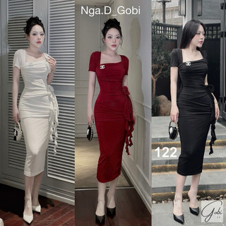 váy body cổ lệch kết hoa hàng chuẩn L1