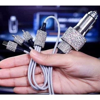 Bộ tẩu sạc ô tô , cáp sạc đính đá trên xe ô tô - sạc điện thoại xe hơi , sạc nhanh trên ô tô , sạc điện thoại ô tô
