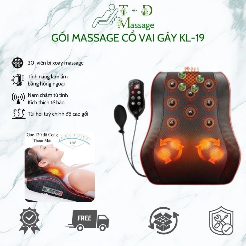 Gối Massage Cổ Vai Gáy Hồng Ngoại Đa Năng KL-19 Cao Cấp thế hệ mới