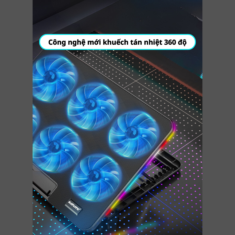Đế Tản Nhiệt Laptop gaming, Tản Nhiệt Laptop Máy Tính A9 Led viền RGB, đế tản nhiệt cho laptop 13 inch đến 17 inch