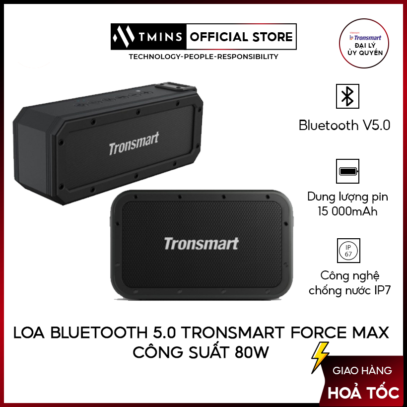 Loa Bluetooth 5.0 Tronsmart Force Max Công suất 80W - Hàng chính hãng