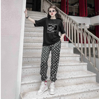 Set Đồ Nữ Thể Thao Cá Tính, Bộ Thun Nữ Dài Form Rộng Áo Thun Cotton Phối Quần Thun Lạnh In 3D Họa Tiết Hiện Đại Đủ Size