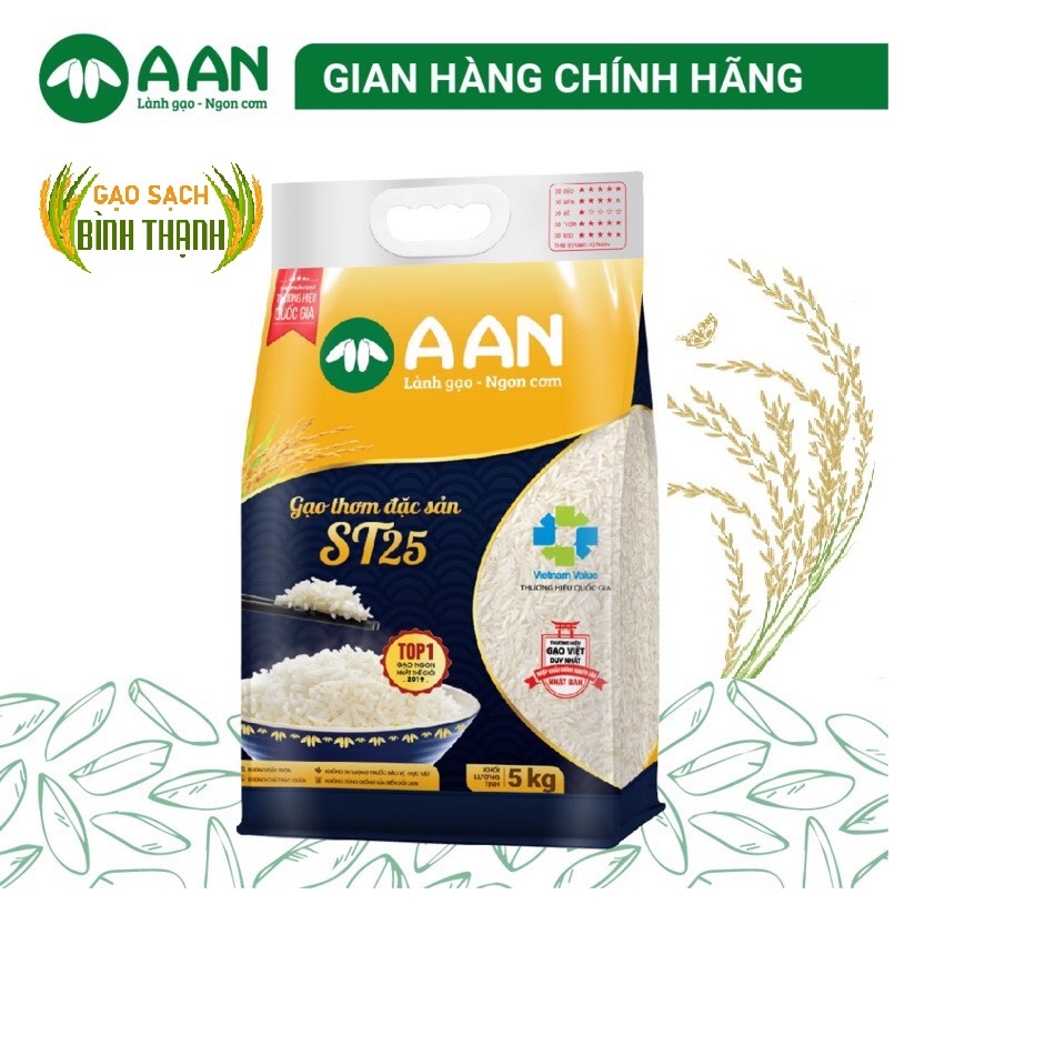 Gạo ST25 A An Túi 5Kg- Cơm mềm dẻo, thơm nhẹ, vị ngọt - Top 1 Gạo Ngon Nhất Thế Giới | BigBuy360 - bigbuy360.vn