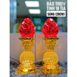 Đào thủy tinh 18 tia sáng , đèn thờ giá rẻ, đèn thờ đẹp nguyên khối, đèn thủy tinh giá bán 1 cặp