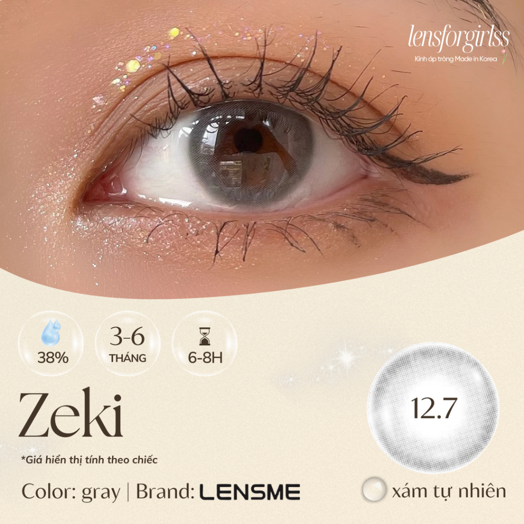 Kính áp tròng xám tự nhiên size nhỏ ZEKI GRAY chính hãng Lensme | Hạn sử dụng 3-6 tháng | Lens cận