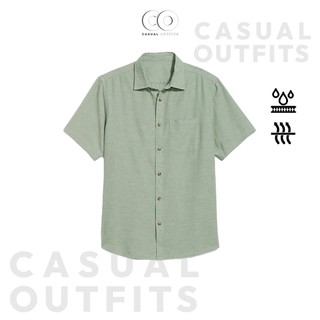  Áo sơ mi nam tay ngắn style cổ điển chất linen thoáng mát - Màu xanh