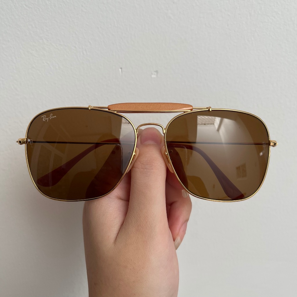 Mắt Kính Rayban 3 Cầu Usa Mắt Trà Nguyên Zin 100% Gọng Mạ Vàng Nguyên Zin