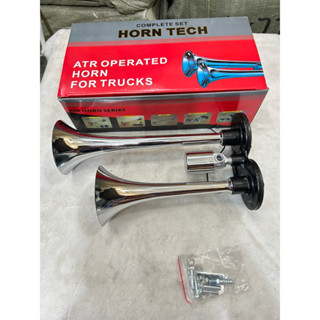 Còi hơi, kèn hơi 2 loa inox, còi hơi điện 12v và 24v cho xe có bình hơi.