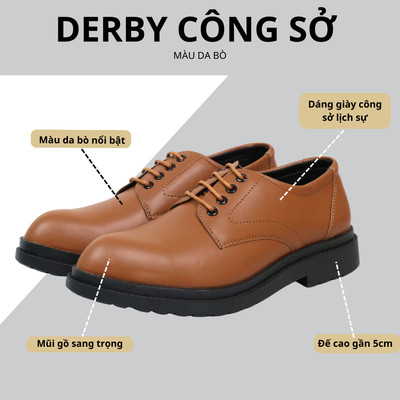 Giày công sở derby da thời trang INICHI G1226 đế cao su 2 tầng