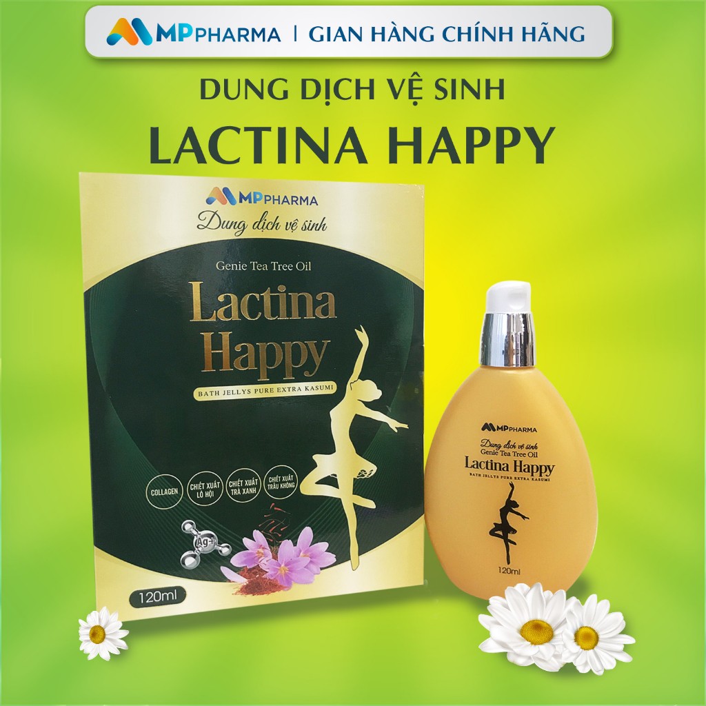 V43 Dung dịch vệ sịnh phụ nữ Lactina Happy Tặng kèm nước hoa -chai 120ml