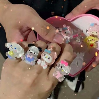 🌈Patrackiy✨SANRIO Mở Nhẫn Kuromi Cinnamoroll Trẻ Em Dễ Thương