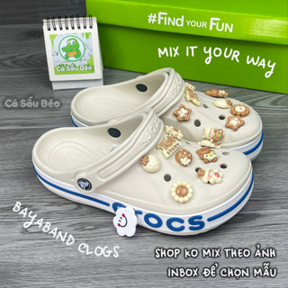 Dép Sục Cross baya Nam Nữ màu Kem Hàng loại 1, tặng kèm 12 stickers