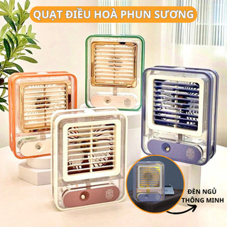 Quạt Tích Điện Điều Hoà Mini Phun Sương Tạo Độ Ẩm, Dung Tích 500ml, Tích Hợp Đèn Ngủ Thông Minh,Tiết Kiệm Điện X516