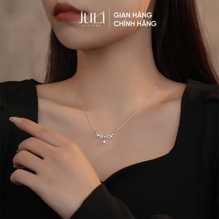 Dây chuyền bạc ý JULI hình lá Liễu đính Kim Cương cao cấp, trang sức vòng cổ bạc nữ | VC05 JULI