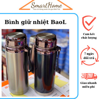 Bình nước giữ nhiệt 12 tiếng cao cấp baol dung tích 1000ml - 1200ml - 1500ml bình giữ nhiệt nắp kim cương