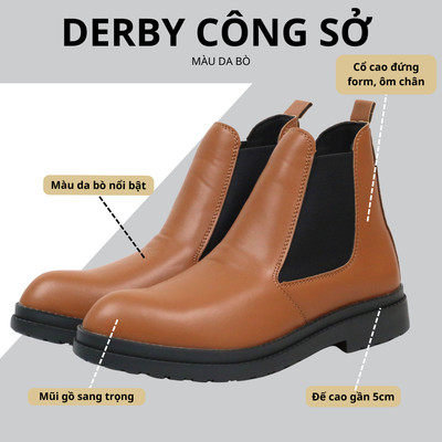 Giày da chelsea boots Inichi G1225 da loại tốt, đế cao