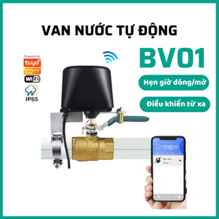 Van nước tự động Bekanze BV01 thông minh wifi Tuya, van khóa nước tự động hẹn giờ đóng/mởi van nước từ xa qua điện thoại