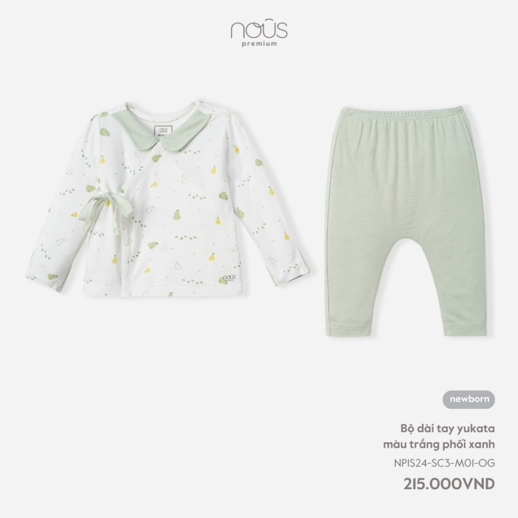 Bộ quần áo sơ sinh cài lệch newborn Nous
