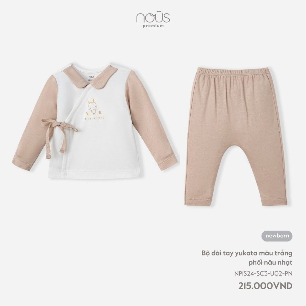 Bộ quần áo sơ sinh cài lệch newborn Nous