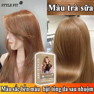 Chuyển phát nhanh👩thuốc nhuộm, Màu trà sữa,Lên màu chỉ trong một bước, không cần tẩy,thuốc nhuộm tóc nâu lạnh