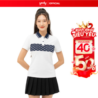   Áo polo nữ YODY chất liệu vải cà phên họa tiết monogram in ngục thun thoáng mát bền màu APN6050