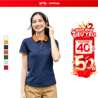 Áo polo nữ YODY chất liệu cafe phối nẹp kiểu dáng đơn giản trẻ trung  mềm mịn, khử mùi NCF2 APN3700