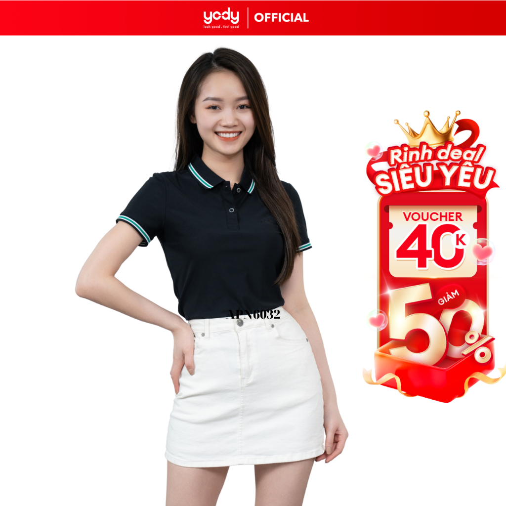 Áo Polo Nữ Yody Airycool Phối Cổ áo phông có cổ chất liệu cotton siêu mát mềm mịn áo thun trẻ trung năng động APN6162