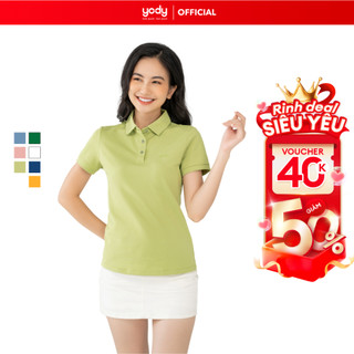 Áo polo nữ YODY vải cotton mắt chim gia đình mềm mại chống nhăn nhàu bai gião NPS44 APN5434