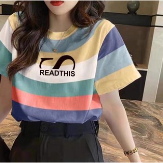 Áo thun kẻ sọc ngang chữ readthis t044