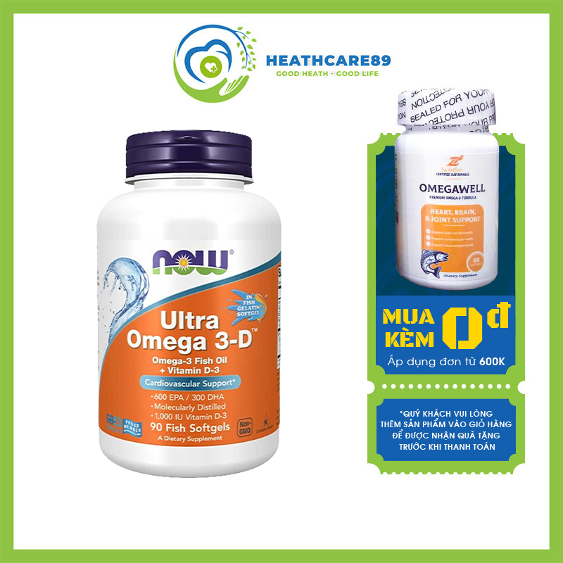 Now Ultra Omega 3 + D3 Viên Dầu Cá Bổ Mắt, Tăng Sức Đề Kháng 90 Viên