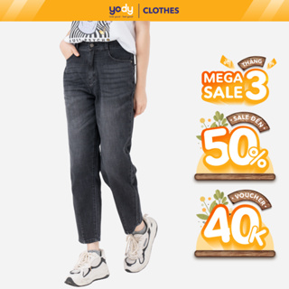 SALE 50% Quần jean nữ baggy YODY cotton chiết ly ống không phai màu chuẩn