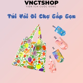 Túi mua sắm bằng vải gấp gọn vnct, túi đi chợ siêu thị du lịch tiện lợi