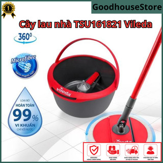 Cây lau nhà vileda spin and clean tsu161821 thương hiệu đức, đầu lau đĩa tròn, xô giặt xoay 360 độ, chính hãng, nhỏ gọn