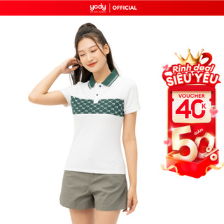   Áo polo nữ cafe YODY áo phông có cổ in chữ YD co giãn thoải mái năng động trẻ trung - APN6050
