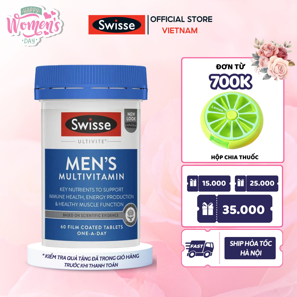 Vitamin tổng hợp cho nam giới Swisse Ultivite Men's Multivitamin của Úc tăng sức đề kháng