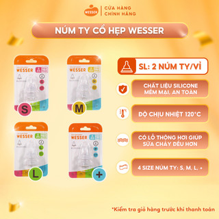 Núm ty cổ HẸP Wesser S/M/L/+ (2 cái/hộp)