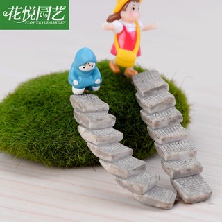 Mô hình phụ kiện tiểu cảnh bậc thang đá, cầu thang cong, mô hình trang trí tiểu cảnh, sen đá, terrarium