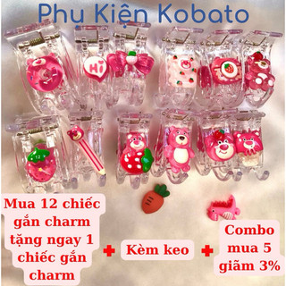 Kẹp tóc càng cua 3 răng, 5 răng gắn charm hoạt hình gấu hồng dễ thương