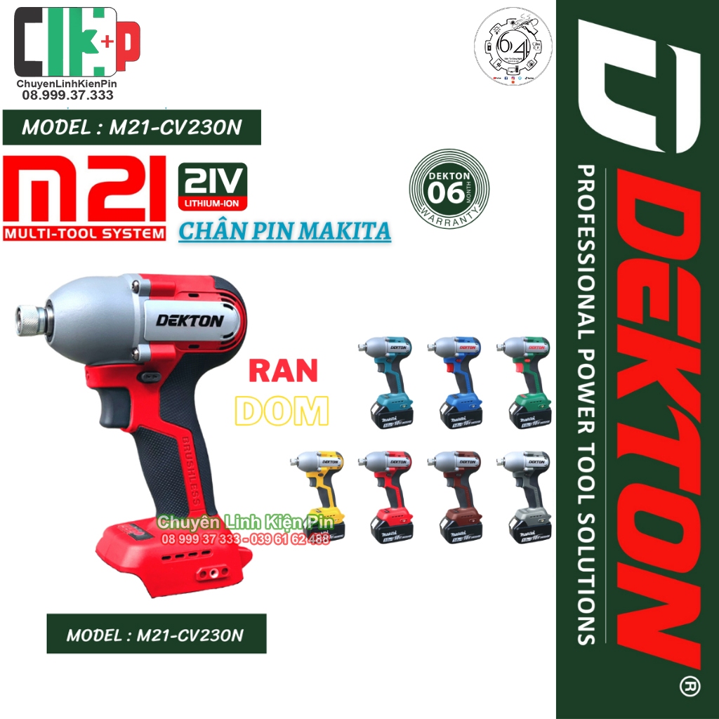 / Máy Bắn Vít Dekton 230Nm / M21-CV230N / Chân PIN Makita Phỏ Thông ( CLKP )