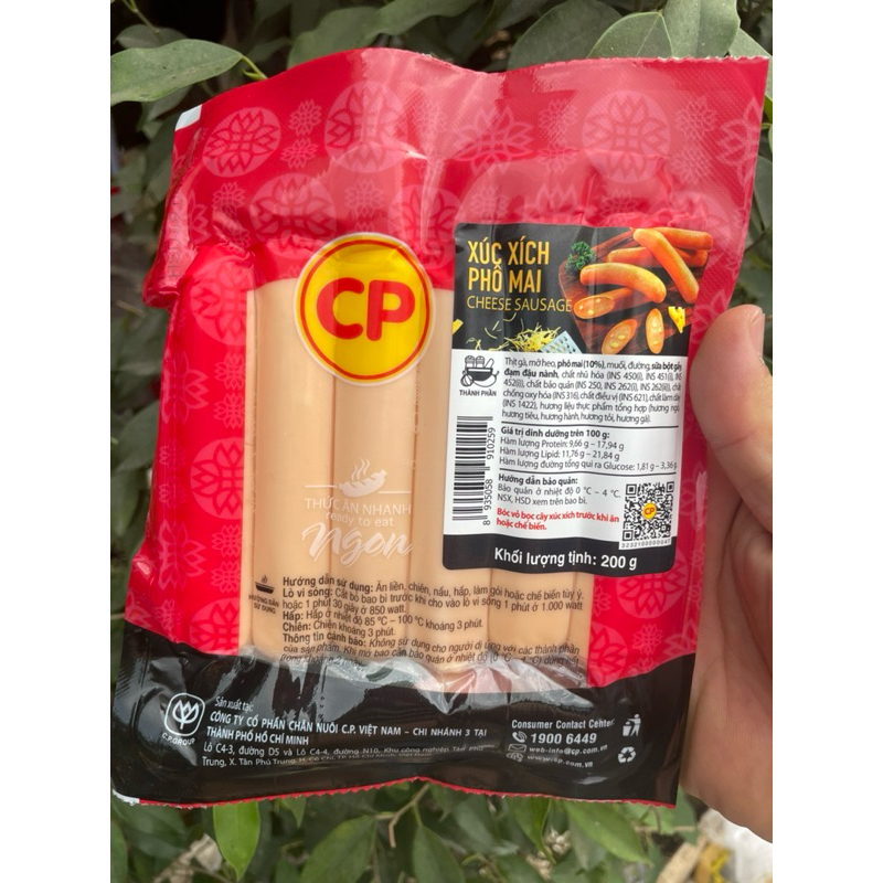 Xúc xích phô mai CP Food 200gram 6 cái giao hoả tốc tp.hcm