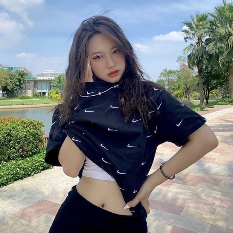 Áo thun nữ 𝐍𝐈𝐊𝐄 SWOOSH - Áo phông nữ form rộng cổ tròn vải cotton khô phong cách streetwear hot trend brand KMG