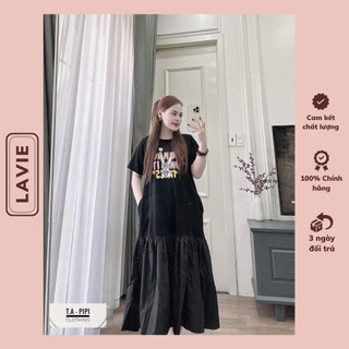Đầm bầu suông coton thỏ phối chân thô cao cấp