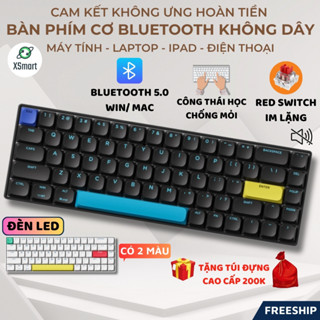Bàn Phím Cơ Không Dây Bluetooth C68 Có LED 3 Mode Kết Nối - Công Thái Học Cho Win/ Mac Gõ Êm Tắt Tiếng