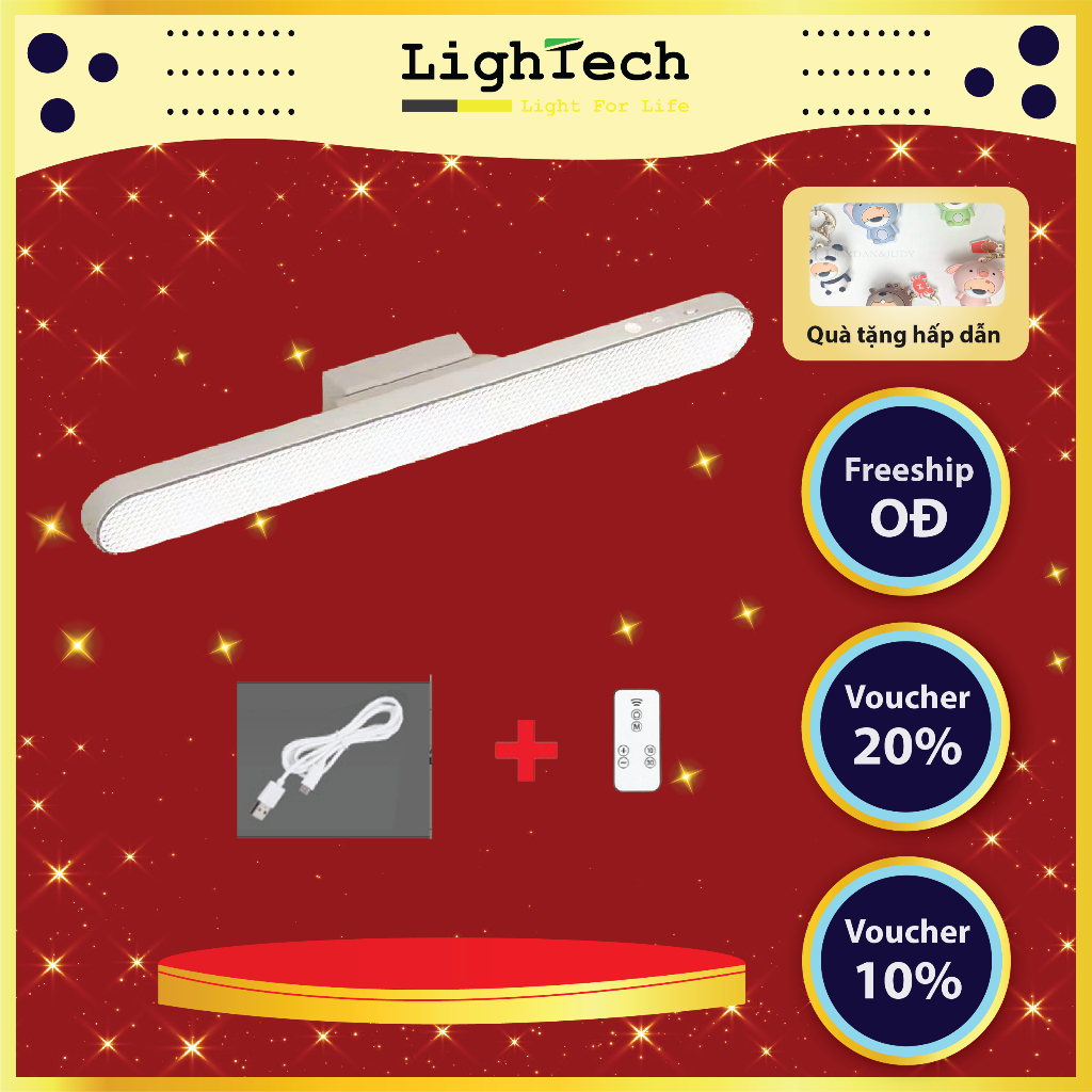 Đèn Học Đèn Đọc Sách LightTech Chống Cận Dán Tường Kệ Đèn Led Gắn Bàn Học Tích Điện Xoay 88 Độ