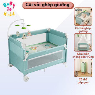 Cũi di động gấp gọn, nôi cũi vải cho bé gấp gọn đa năng nôi ghép giường bố mẹ tặng màn - MK066
