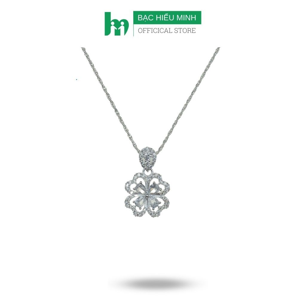 Dây Chuyền Bạc 925 Kiểu Dây Xoắn Kép Cỏ 4 Lá May Mắn Chính Hãng Bạc Hiểu Minh DMD516
